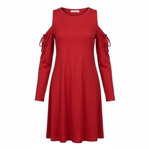 Emerald Scarlet Cold Shoulder Long Sleeve Dress